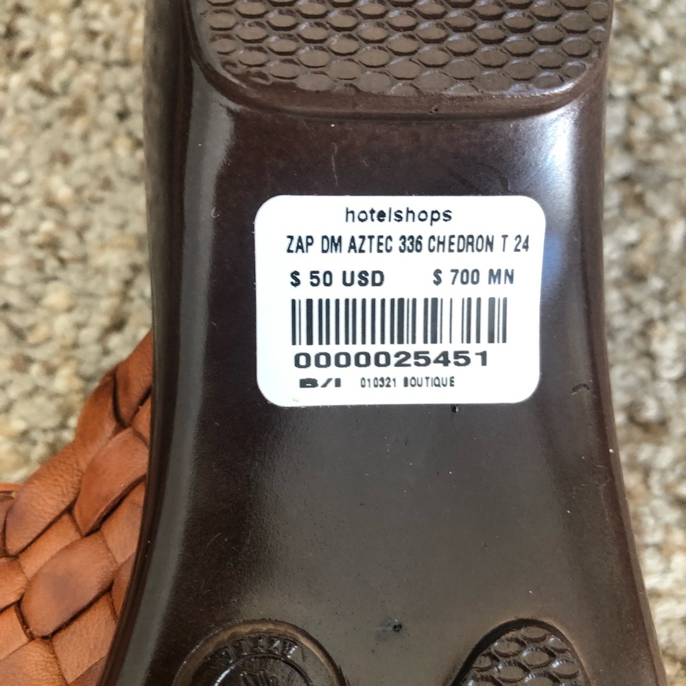 Aztec Braided Leather Slide Mules in Cognac - Picture 8 of 16